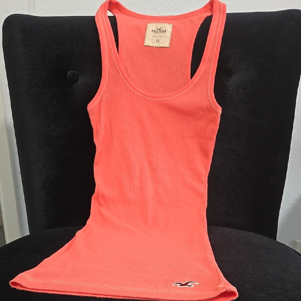 Vintage Y2K Hollister Social Stretch  Orange Fitted Ribbed Tank Top